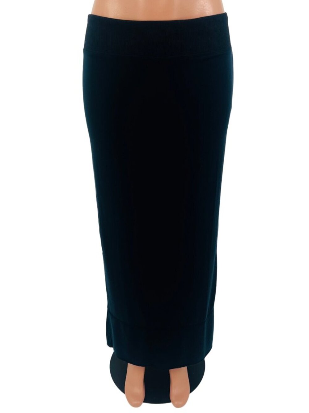 Vintage Free People Black Slit Hem Jersey Maxi Skirt M | 90s Minimalist Grunge